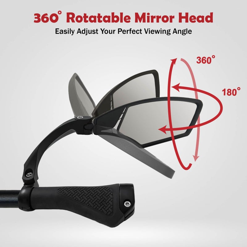 Hafny NEW Handlebar Bike Mirror, HD,Blast-resistant, E-bike Mirror, Glass Lens, HF-MR095 (Silver Right) - Image 3